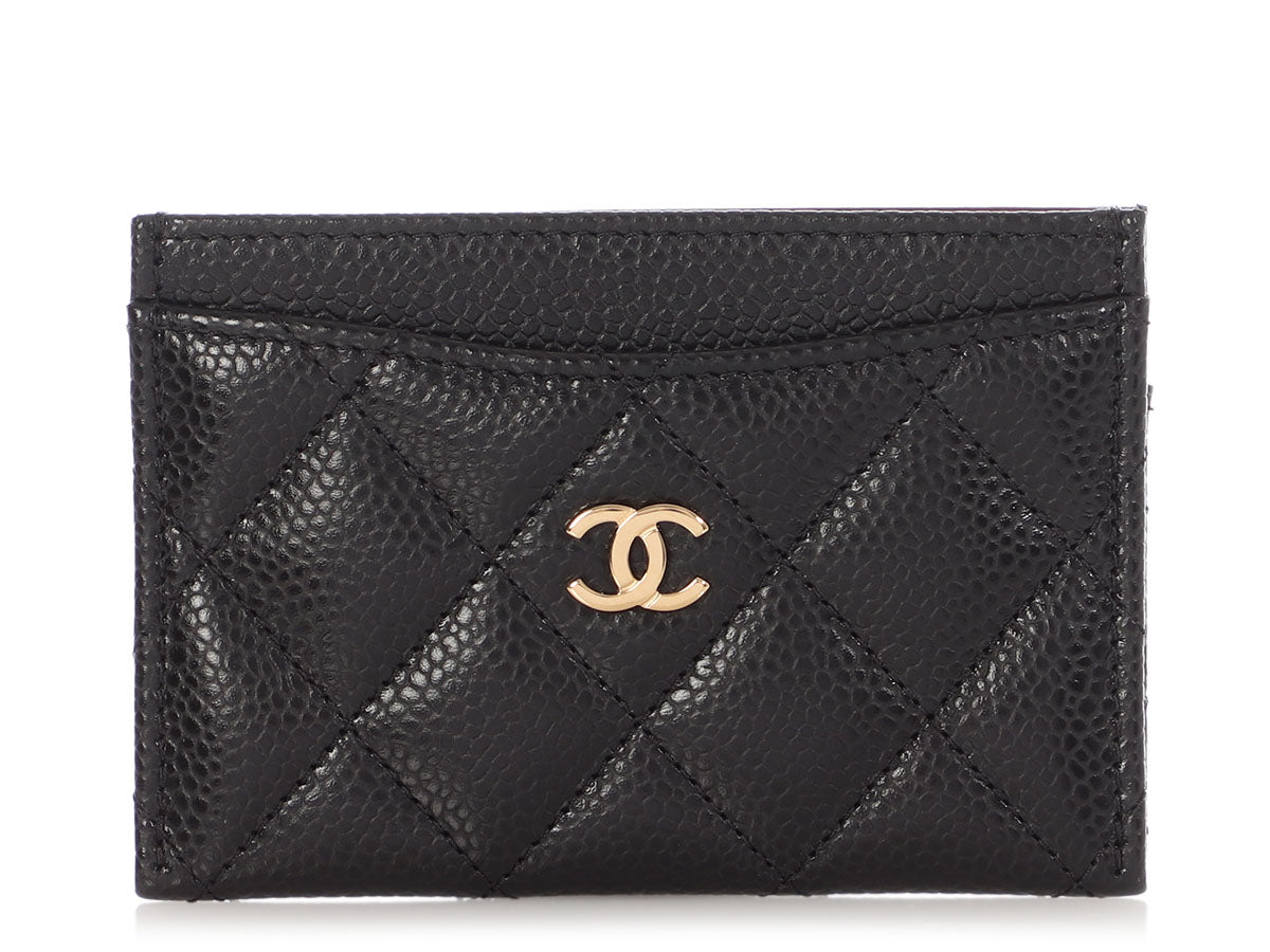 Chanel Black Quilted Caviar Classic Card Case