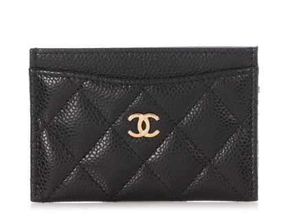 Chanel Black Quilted Caviar Classic Card Case