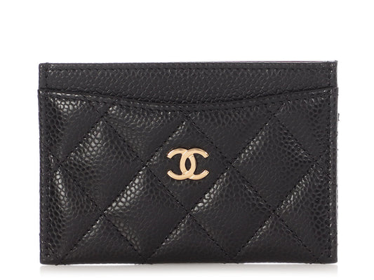Chanel Black Quilted Caviar Classic Card Case