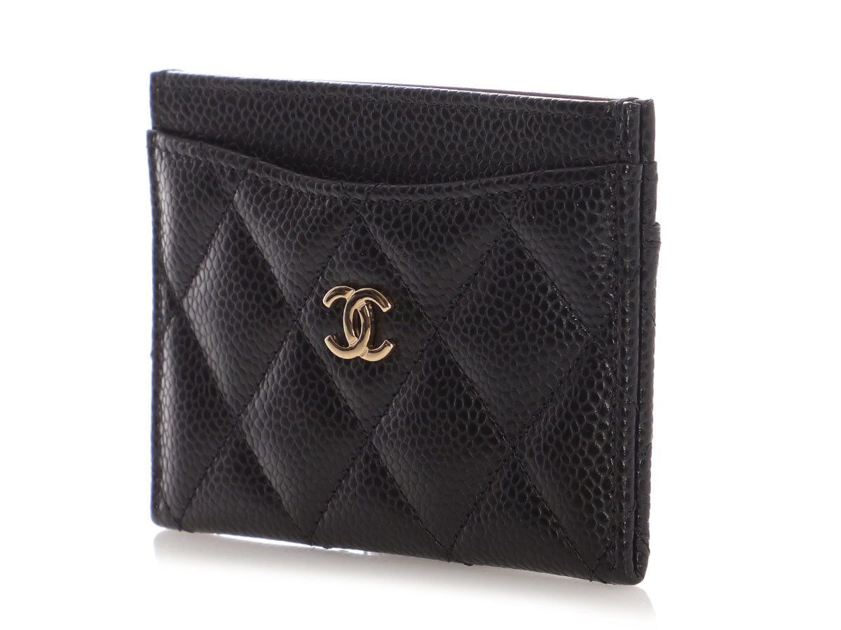 Chanel Black Quilted Caviar Classic Card Case