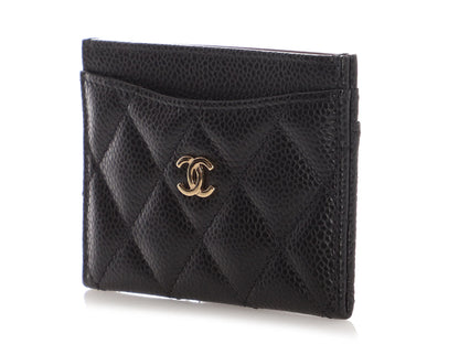 Chanel Black Quilted Caviar Classic Card Case