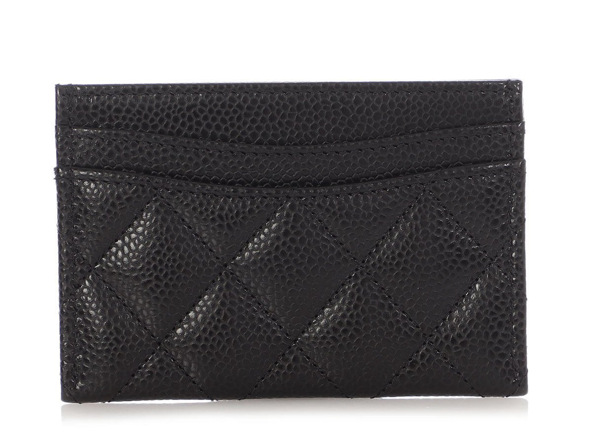 Chanel Black Quilted Caviar Classic Card Case