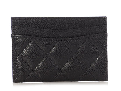 Chanel Black Quilted Caviar Classic Card Case