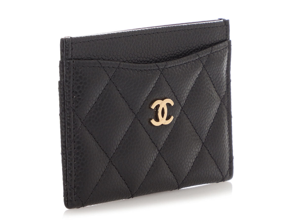 Chanel Black Quilted Caviar Classic Card Case
