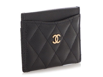 Chanel Black Quilted Caviar Classic Card Case