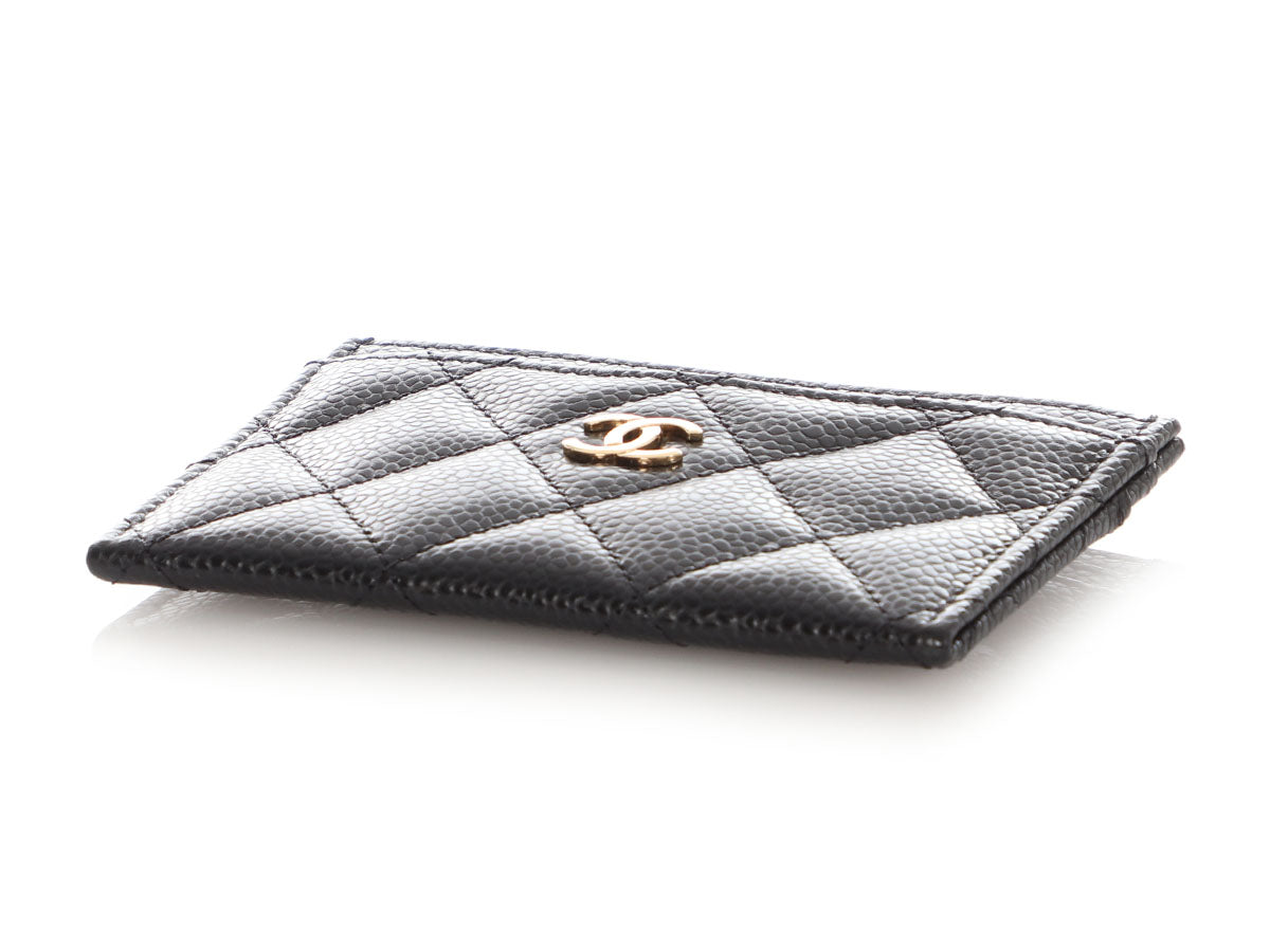 Chanel Black Quilted Caviar Classic Card Case