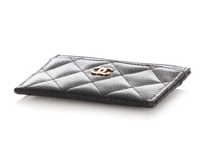 Chanel Black Quilted Caviar Classic Card Case