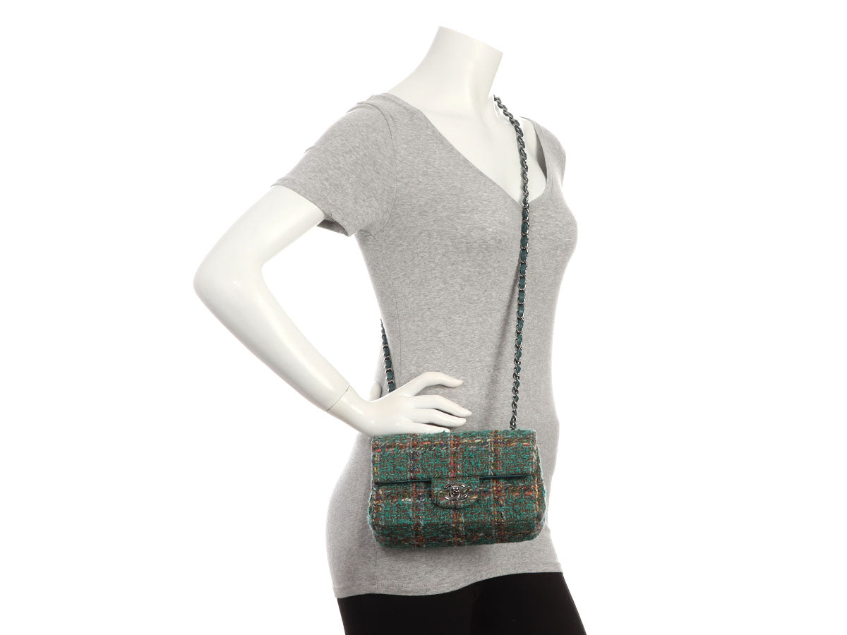 Chanel Mini Green Tweed Classic