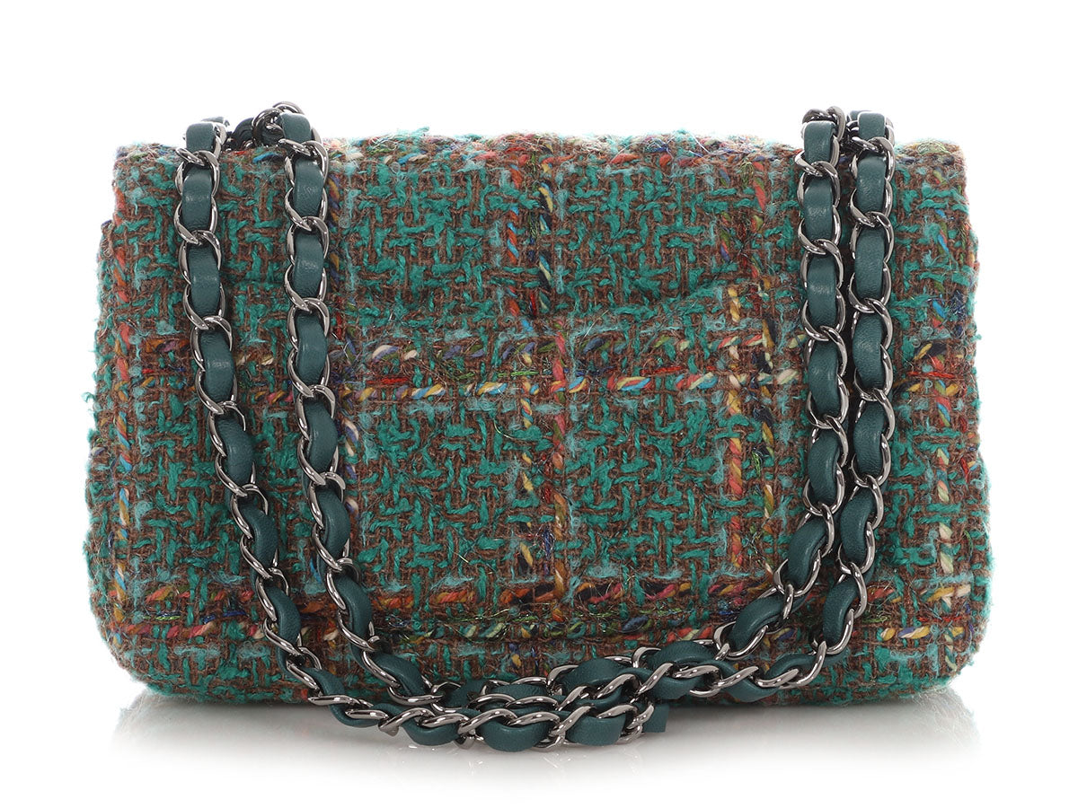 Chanel Mini Green Tweed Classic
