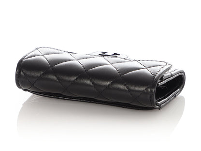 Chanel So Black Quilted Lambskin Flap Card Holder