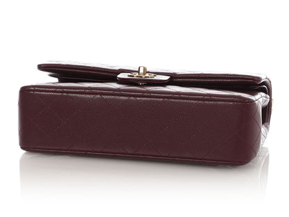 Chanel Medium/Large Burgundy Quilted Caviar Classic Double Flap