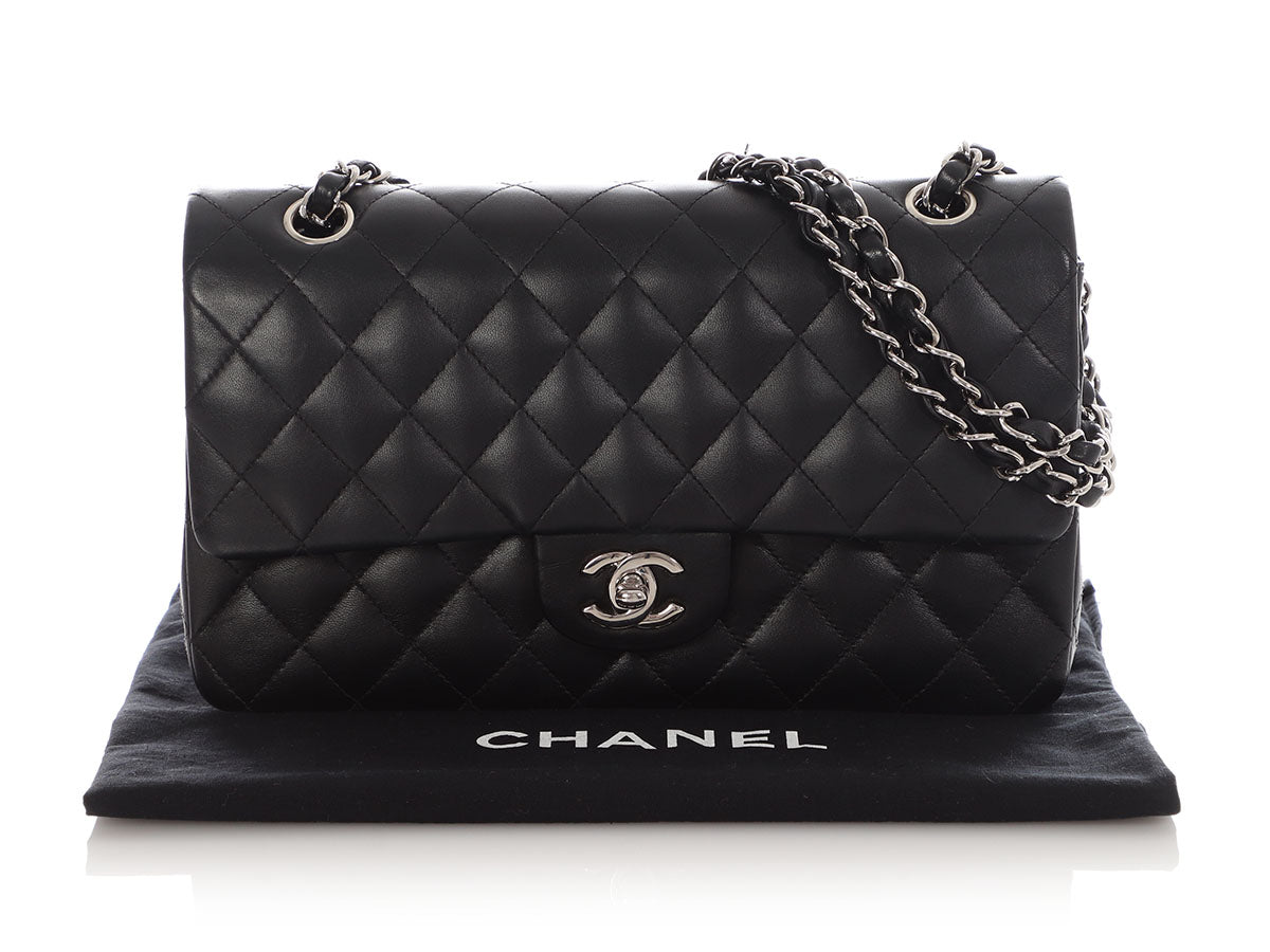 Chanel Medium Black Quilted Lambskin Classic Double Flap