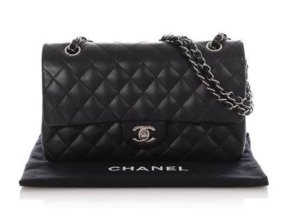Chanel Medium Black Quilted Lambskin Classic Double Flap