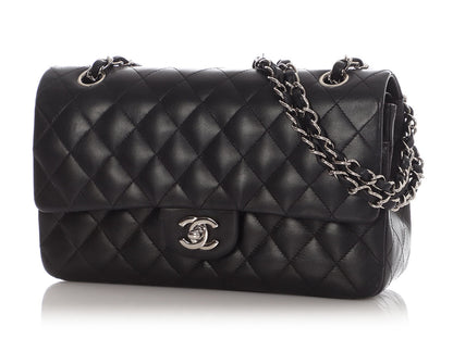 Chanel Medium Black Quilted Lambskin Classic Double Flap