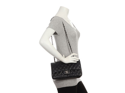 Chanel Medium Black Quilted Lambskin Classic Double Flap