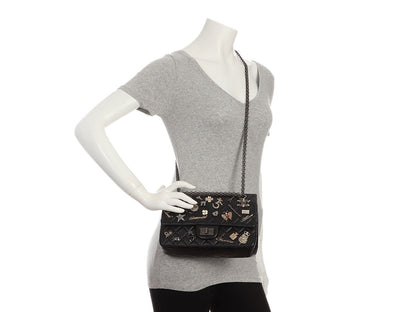 Chanel Black Quilted Aged Calfskin Lucky Charms Reissue 225