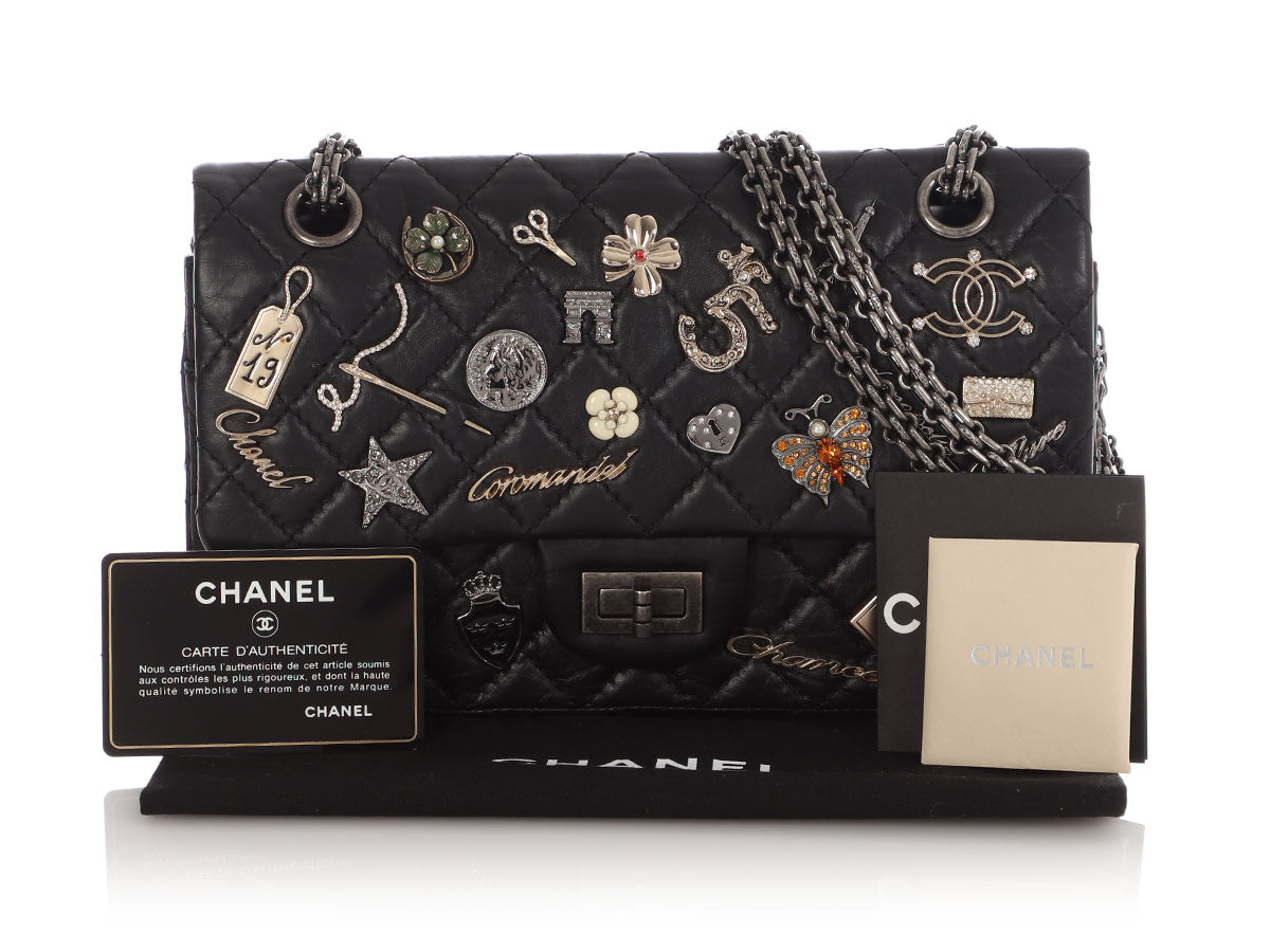 Chanel Black Quilted Aged Calfskin Lucky Charms Reissue 225