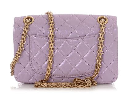 Chanel Mini Glittered Lilac Quilted Aged Calfskin Reissue