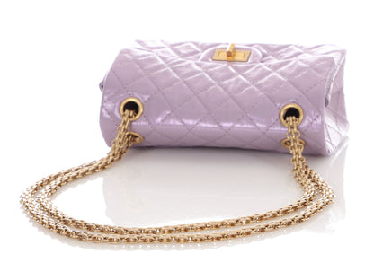 Chanel Mini Glittered Lilac Quilted Aged Calfskin Reissue
