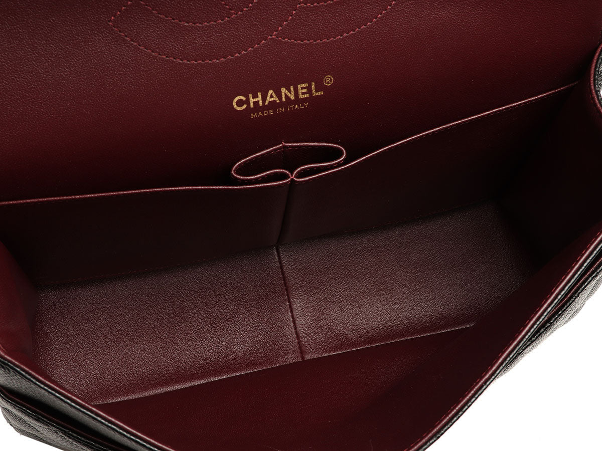 Chanel Jumbo Black Quilted Caviar Classic Double Flap
