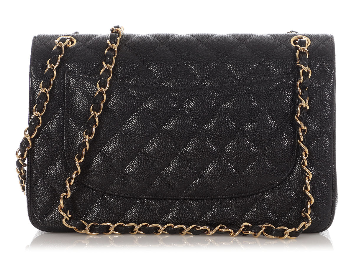 Chanel Jumbo Black Quilted Caviar Classic Double Flap