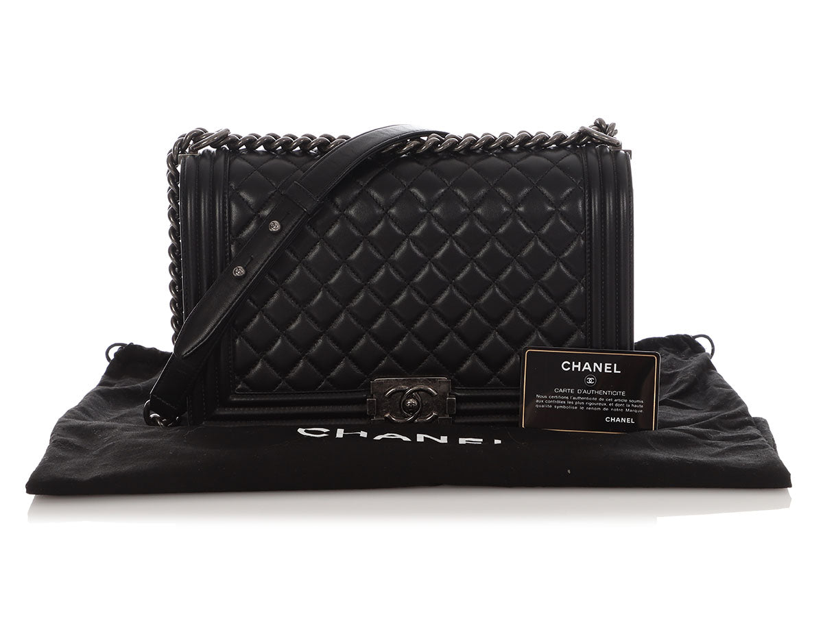 Chanel New Medium Black Quilted Lambskin Boy Bag