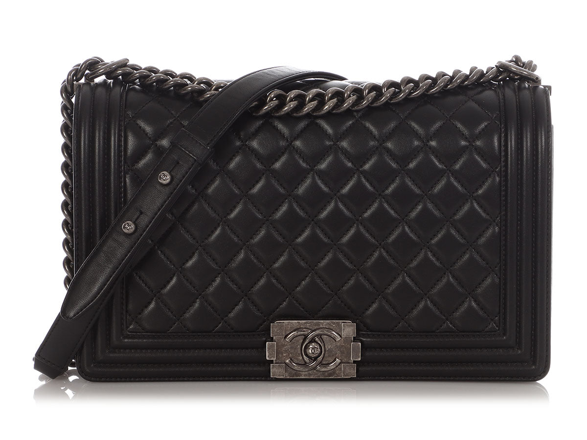 Chanel New Medium Black Quilted Lambskin Boy Bag