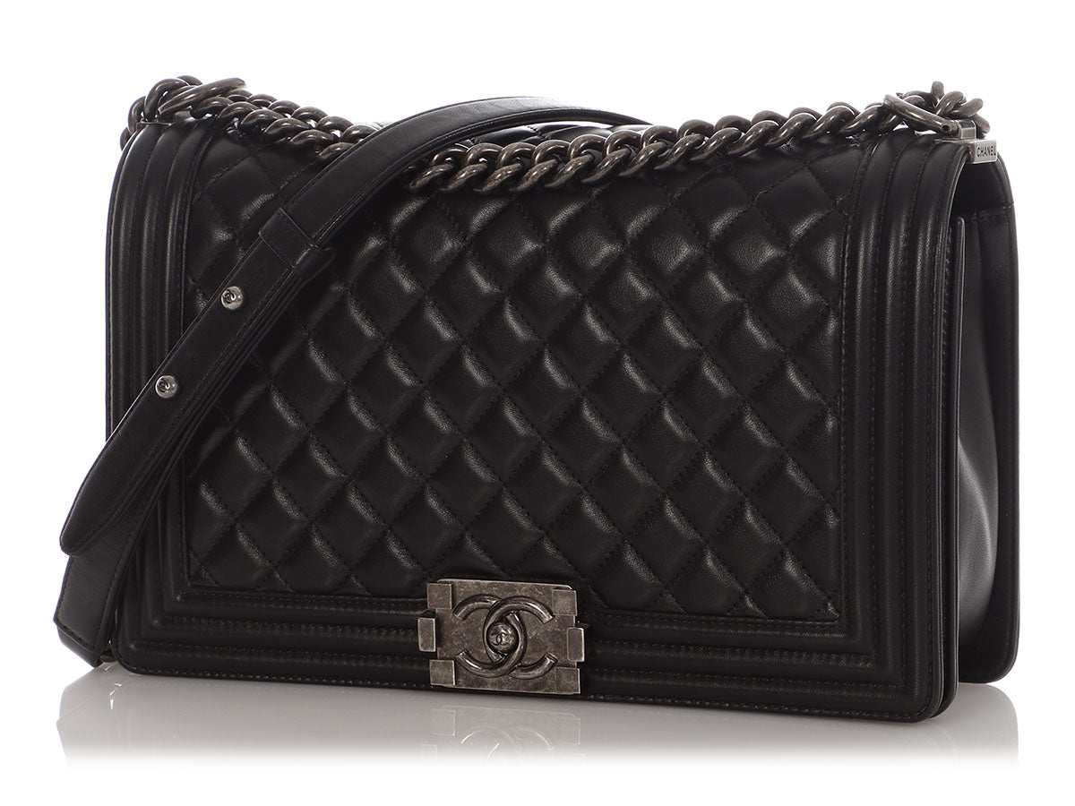 Chanel New Medium Black Quilted Lambskin Boy Bag
