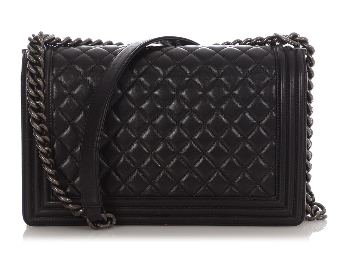 Chanel New Medium Black Quilted Lambskin Boy Bag