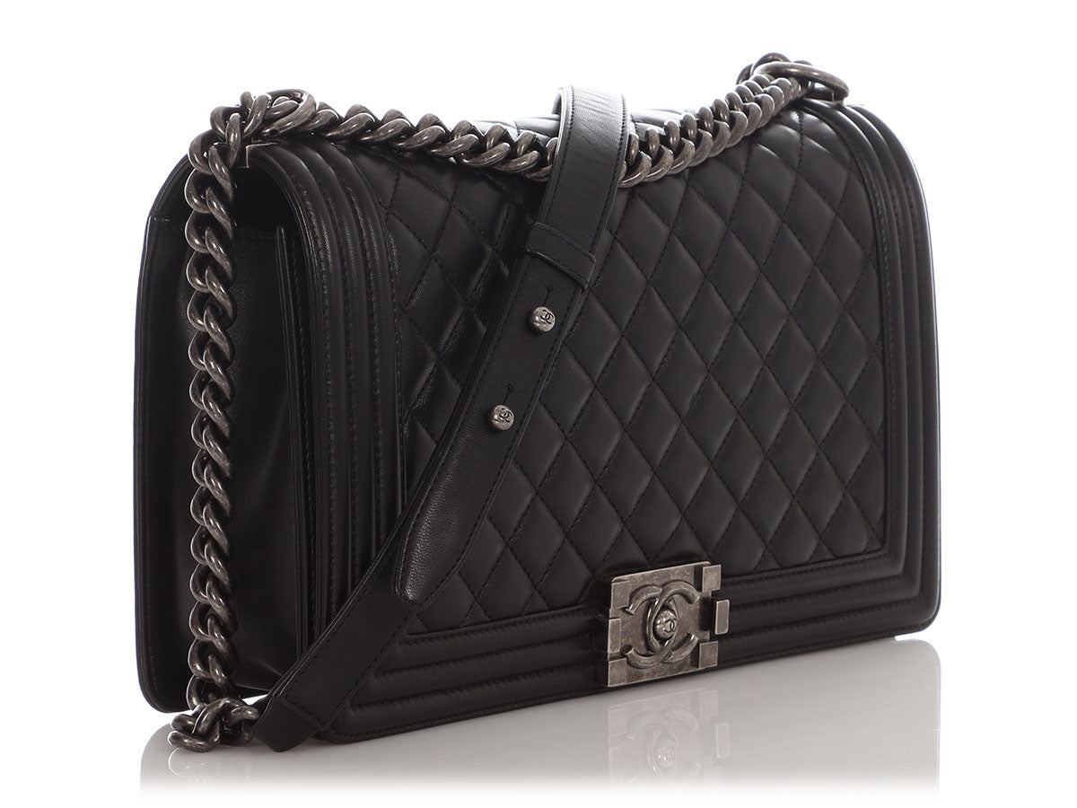 Chanel New Medium Black Quilted Lambskin Boy Bag