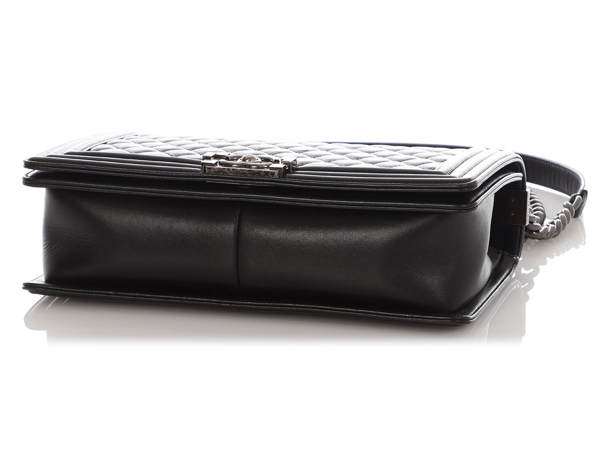 Chanel New Medium Black Quilted Lambskin Boy Bag