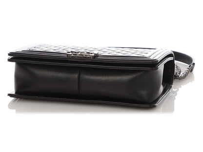 Chanel New Medium Black Quilted Lambskin Boy Bag