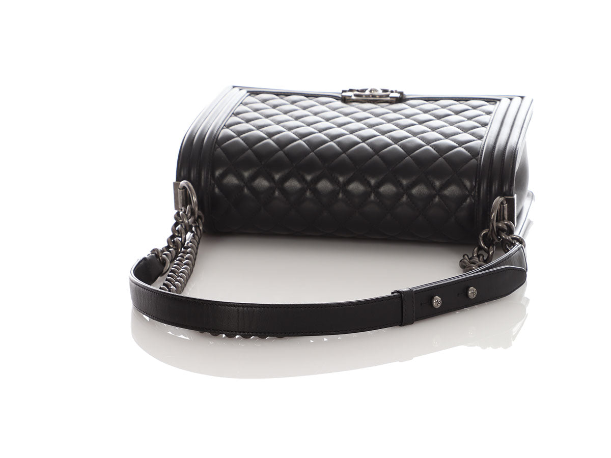 Chanel New Medium Black Quilted Lambskin Boy Bag