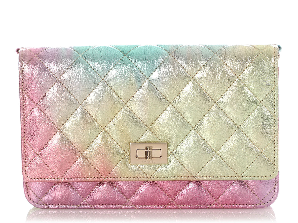 Chanel Rainbow Quilted Goatskin Reissue Wallet on Chain WOC