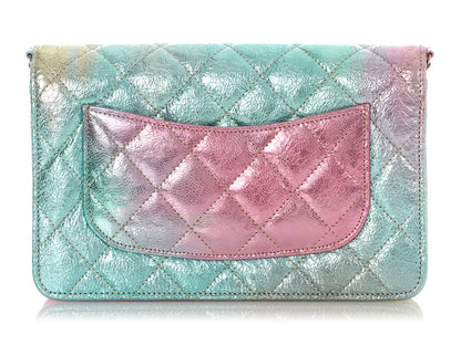 Chanel Rainbow Quilted Goatskin Reissue Wallet on Chain WOC