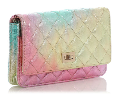 Chanel Rainbow Quilted Goatskin Reissue Wallet on Chain WOC