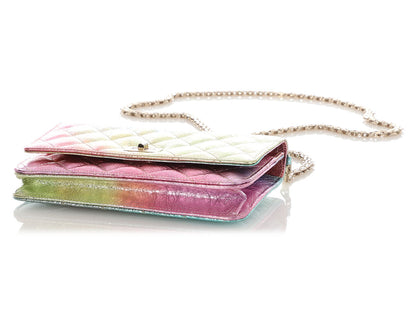 Chanel Rainbow Quilted Goatskin Reissue Wallet on Chain WOC