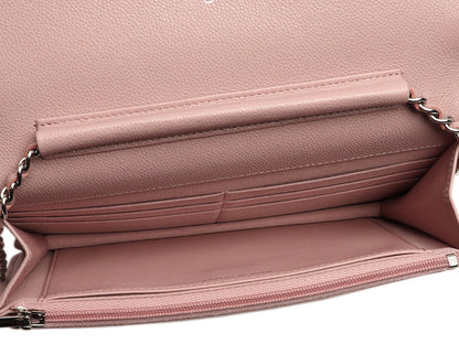 Chanel Light Pink Quilted Caviar Wallet on Chain WOC
