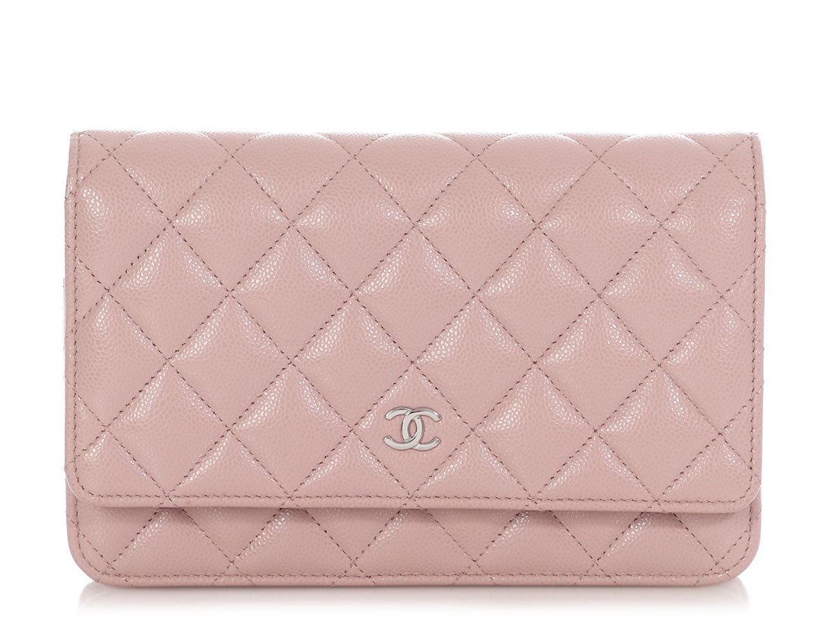 Chanel Light Pink Quilted Caviar Wallet on Chain WOC