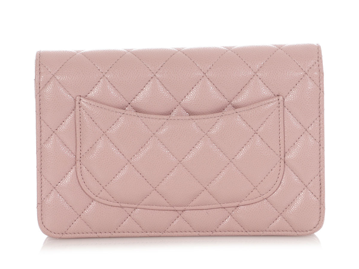 Chanel Light Pink Quilted Caviar Wallet on Chain WOC