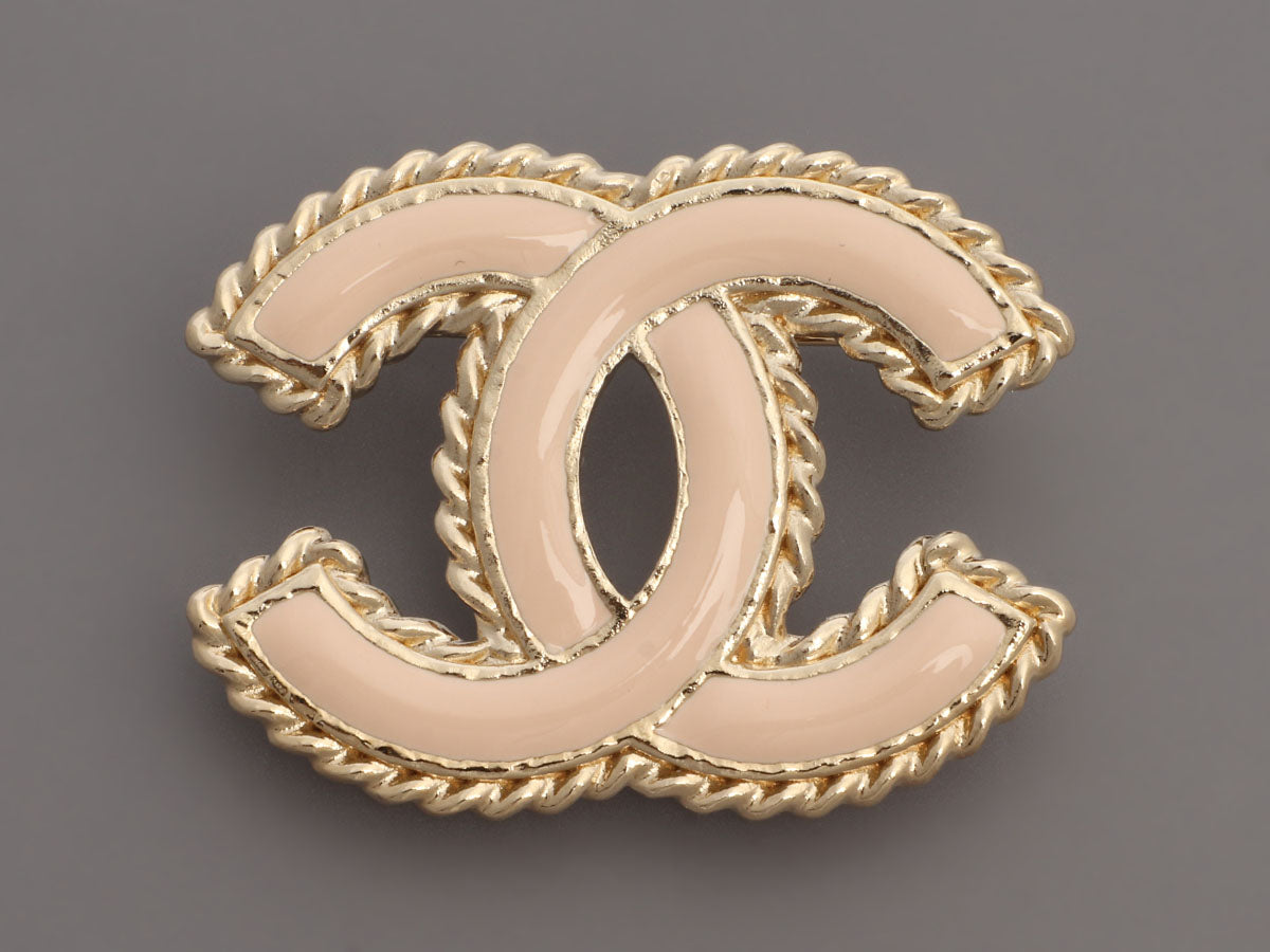 Chanel Medium Light Pink Enamel CC Brooch