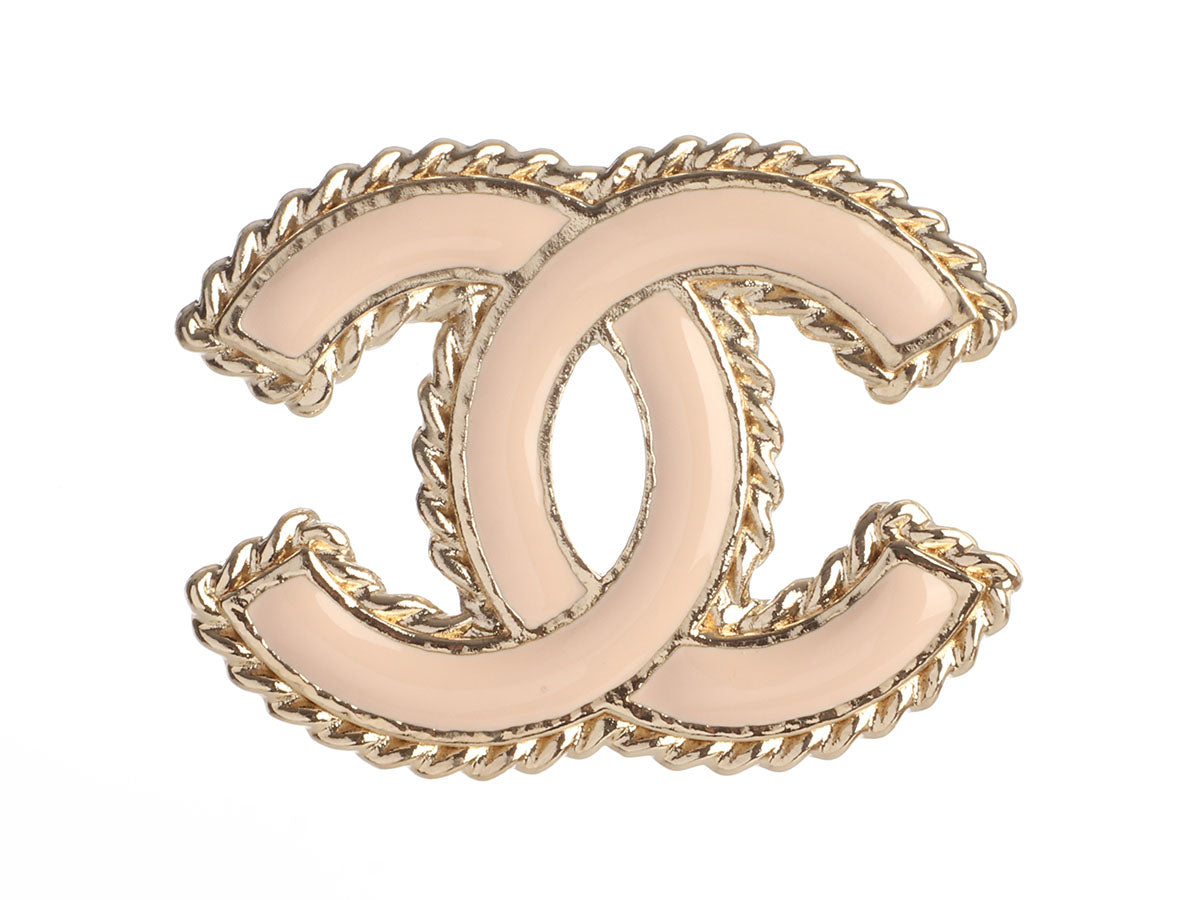 Chanel Medium Light Pink Enamel CC Brooch