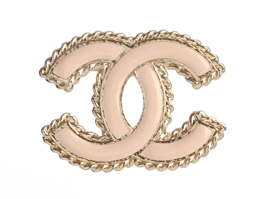 Chanel Medium Light Pink Enamel CC Brooch