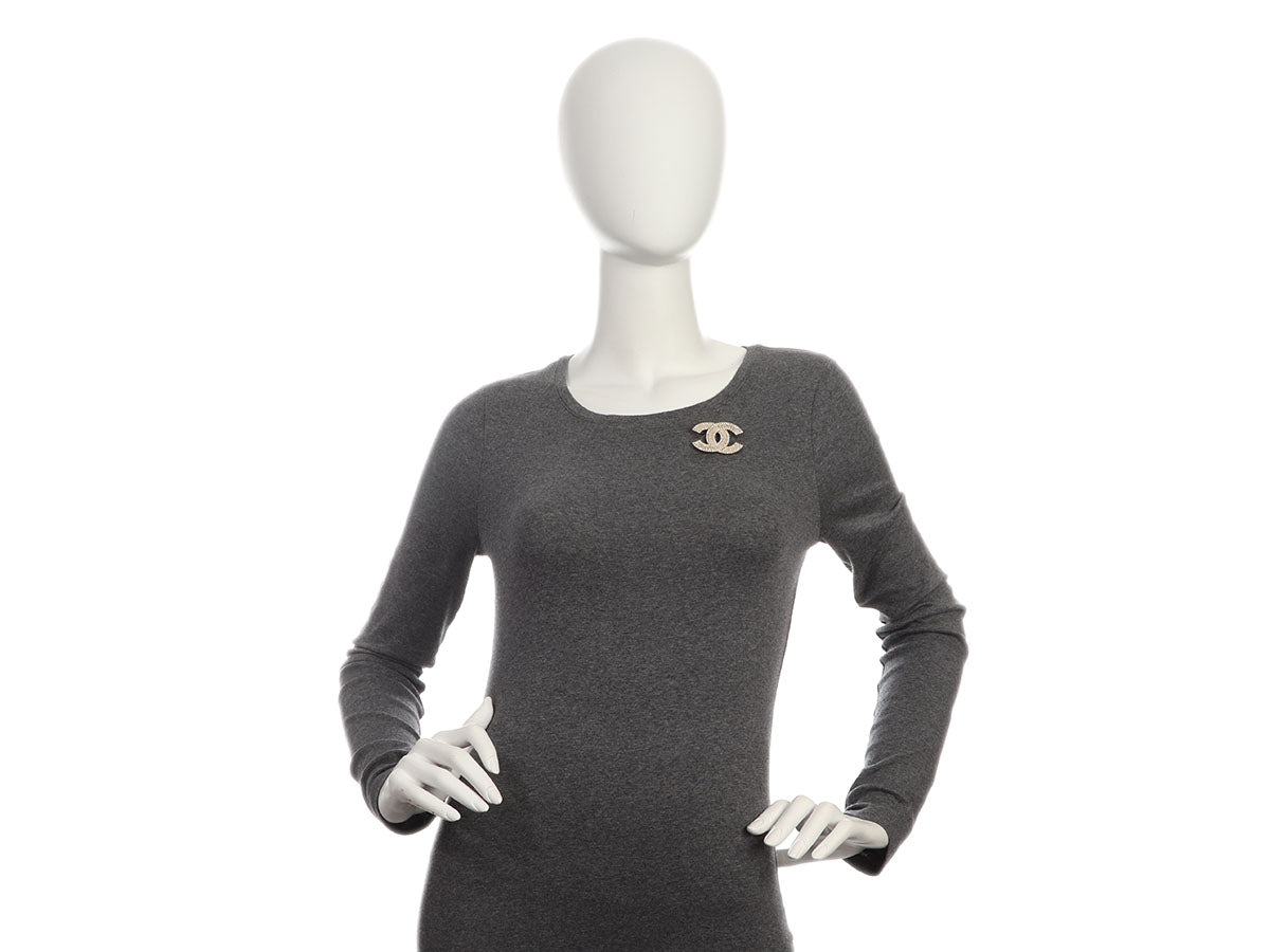 Chanel Medium Crystal CC Logo Brooch