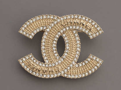 Chanel Medium Crystal CC Logo Brooch