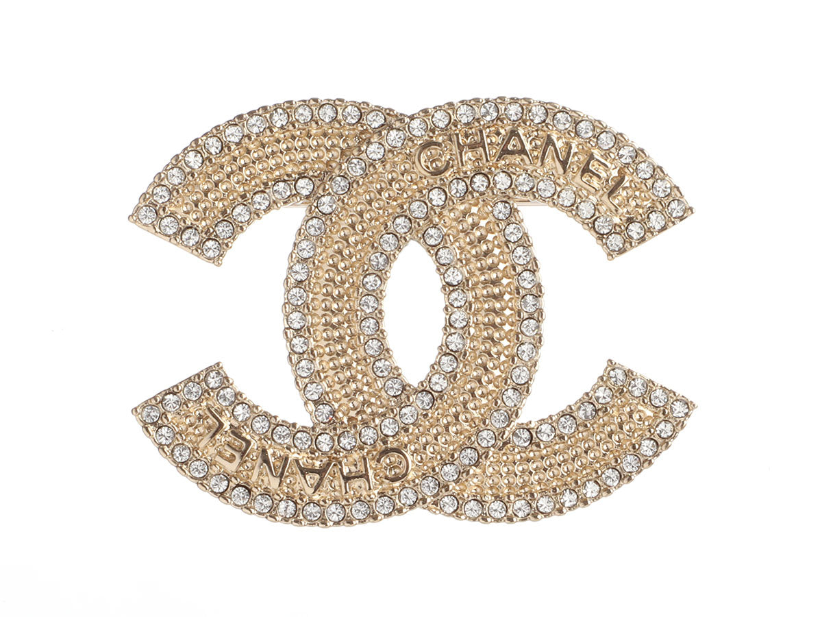 Chanel Medium Crystal CC Logo Brooch