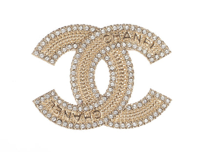 Chanel Medium Crystal CC Logo Brooch
