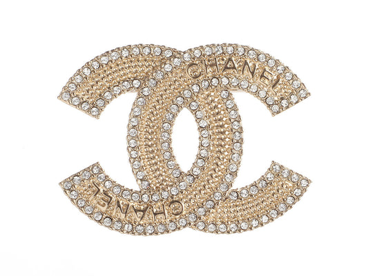Chanel Medium Crystal CC Logo Brooch
