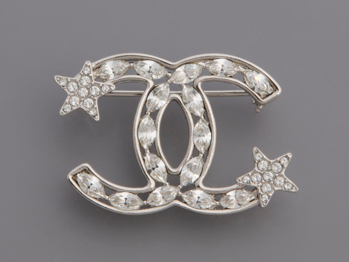 Chanel Crystal CC Stars Brooch