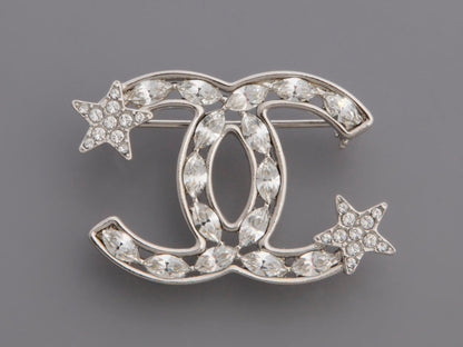 Chanel Crystal CC Stars Brooch